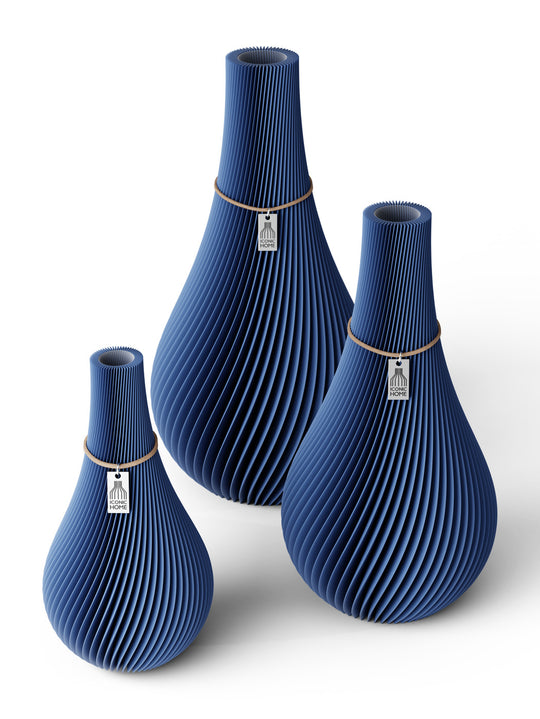 Vase Twist set of 3 in sea blue