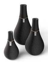3 Vasen Set Twist Stormy Gray ICONIC HOME Naturfarbenes Band